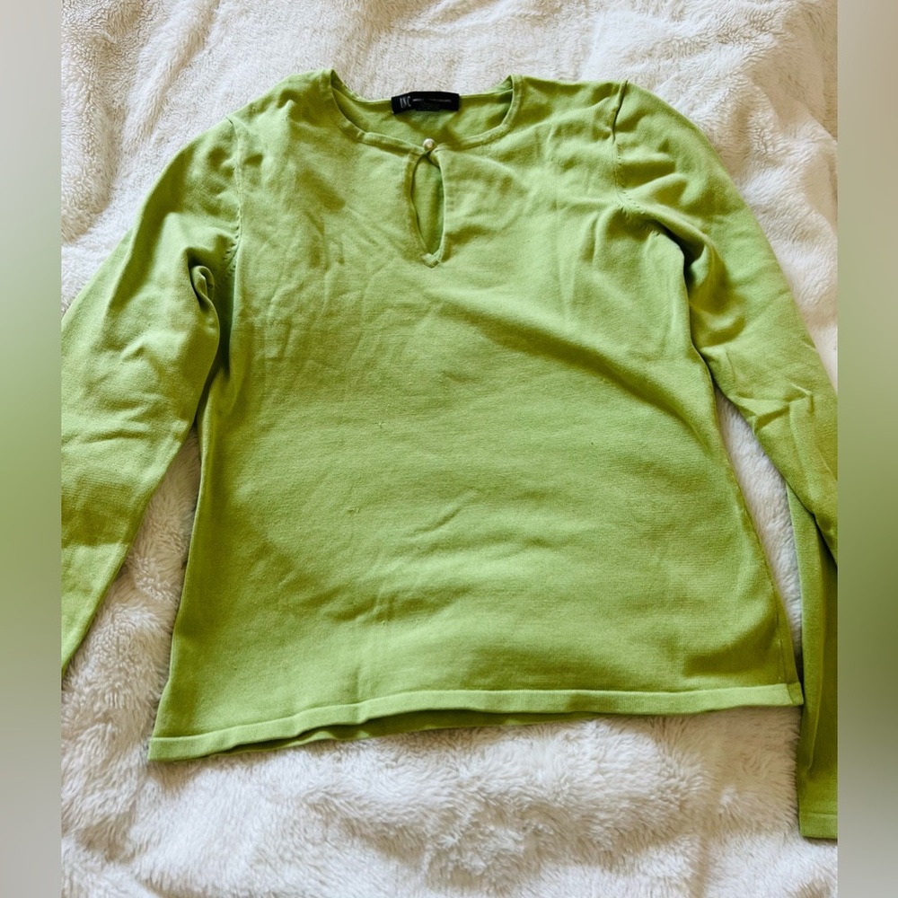 I.N.C Lime Green Long Sleeve Top in Size S